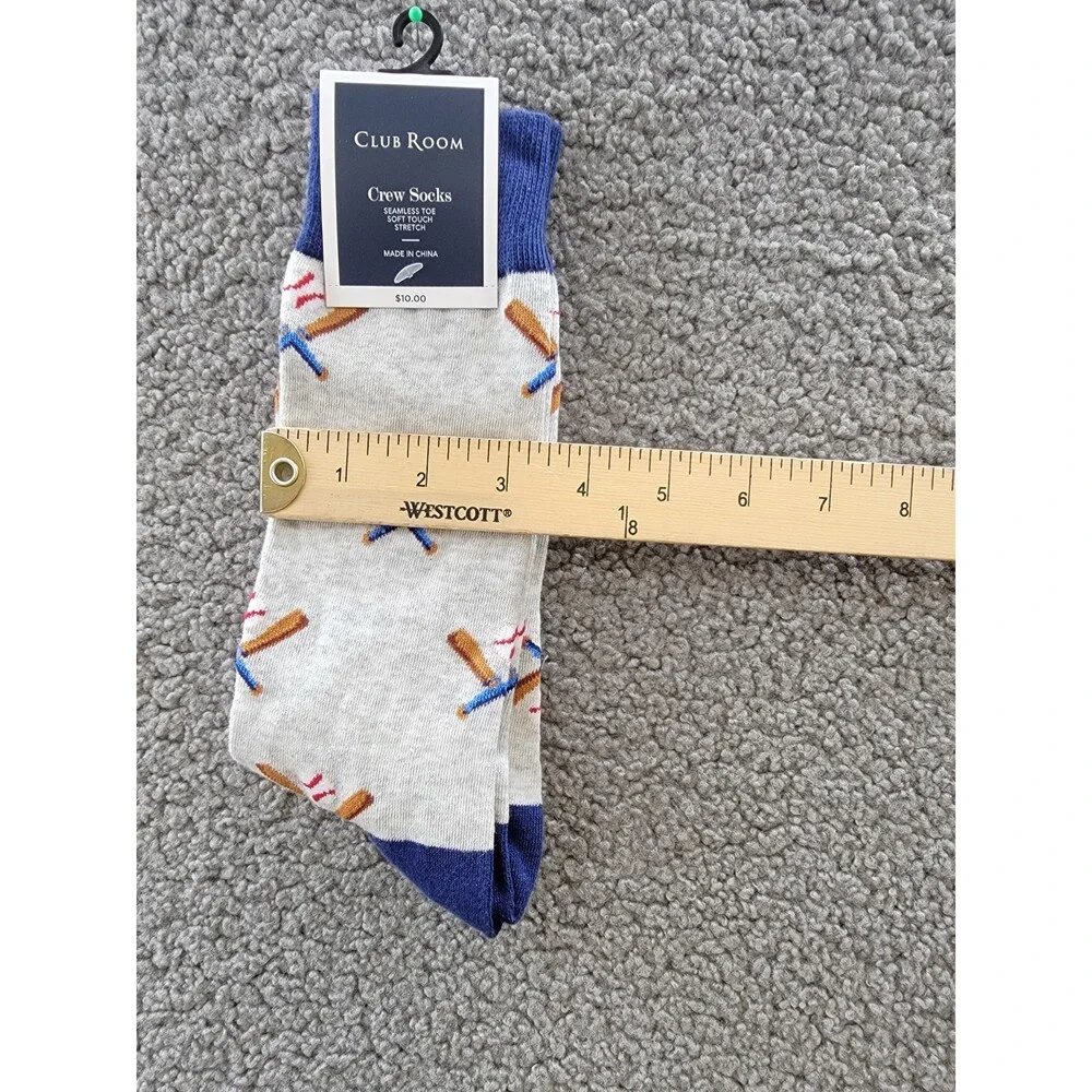 Club Room Cocktail & Baseball Crew Socks Men's One Size Black/Grey 2 Pairs